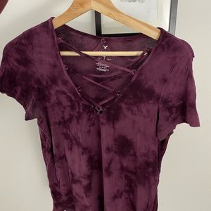American Eagle Laced up tie dye top